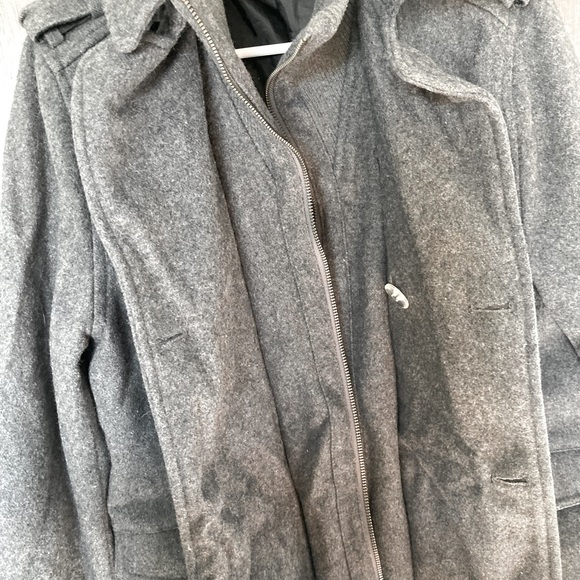 Heavy H&M winter peacoat, lined, charcoal. size Small/Medium. grey coat - Picture 3 of 13